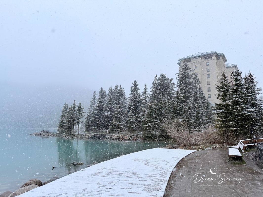 【加拿大-Banff】Fairmont Chateau Lake Louise湖畔散步｜在雪山與湖景之間享受片刻寧靜