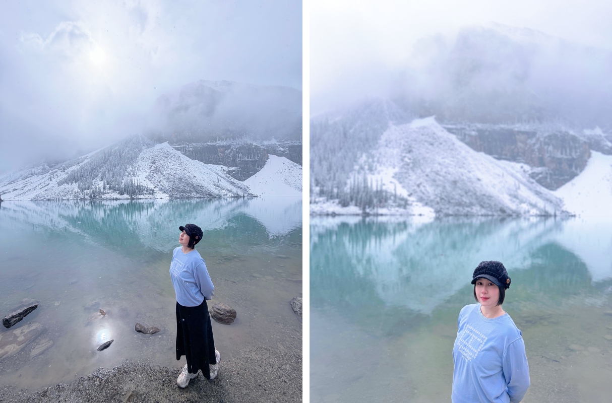 【加拿大-Banff】Moraine Lake夢蓮湖｜夏季遇上大雪與陽光的美麗湖景