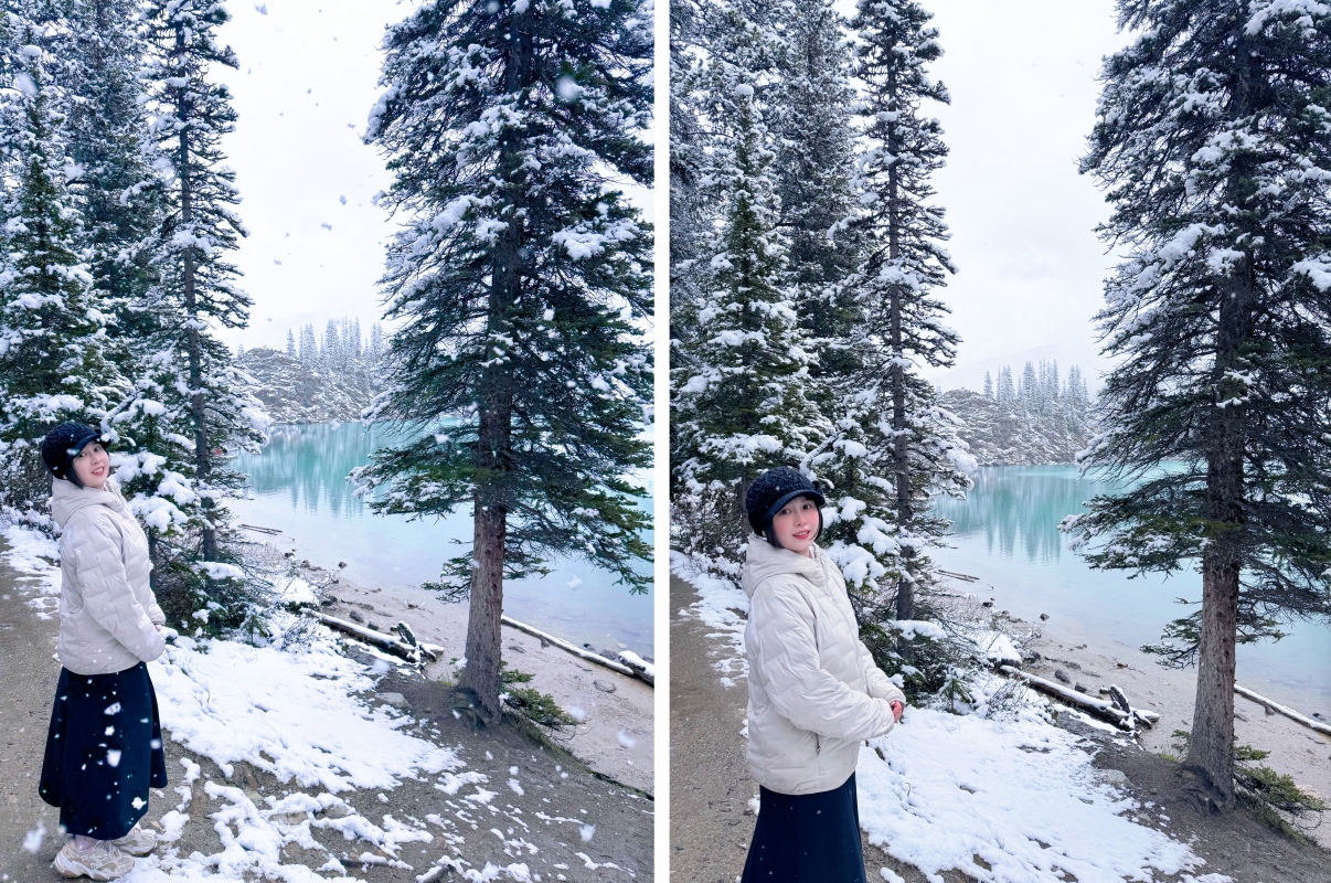 【加拿大-Banff】Moraine Lake夢蓮湖｜夏季遇上大雪與陽光的美麗湖景