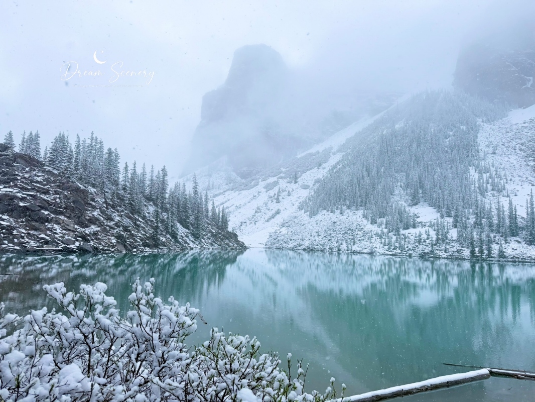 【加拿大-Banff】Moraine Lake夢蓮湖｜夏季遇上大雪與陽光的美麗湖景