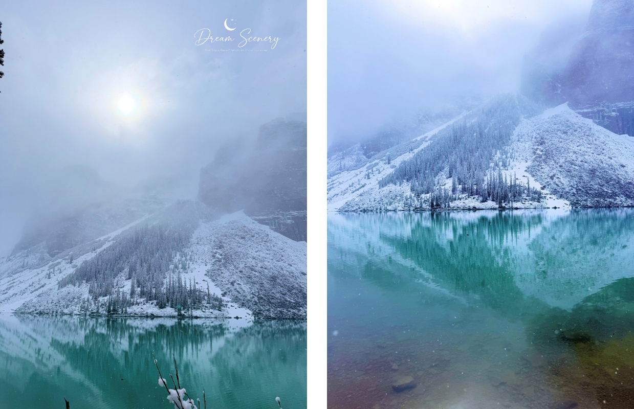 【加拿大-Banff】Moraine Lake夢蓮湖｜夏季遇上大雪與陽光的美麗湖景